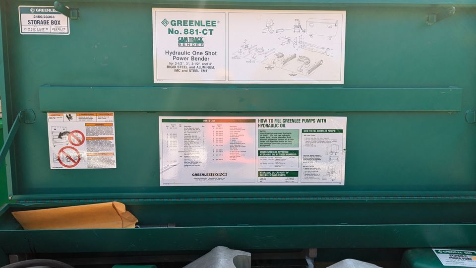 Greenlee 881CT Cam Track Hydraulic Pipe Bender 2.5”-4”