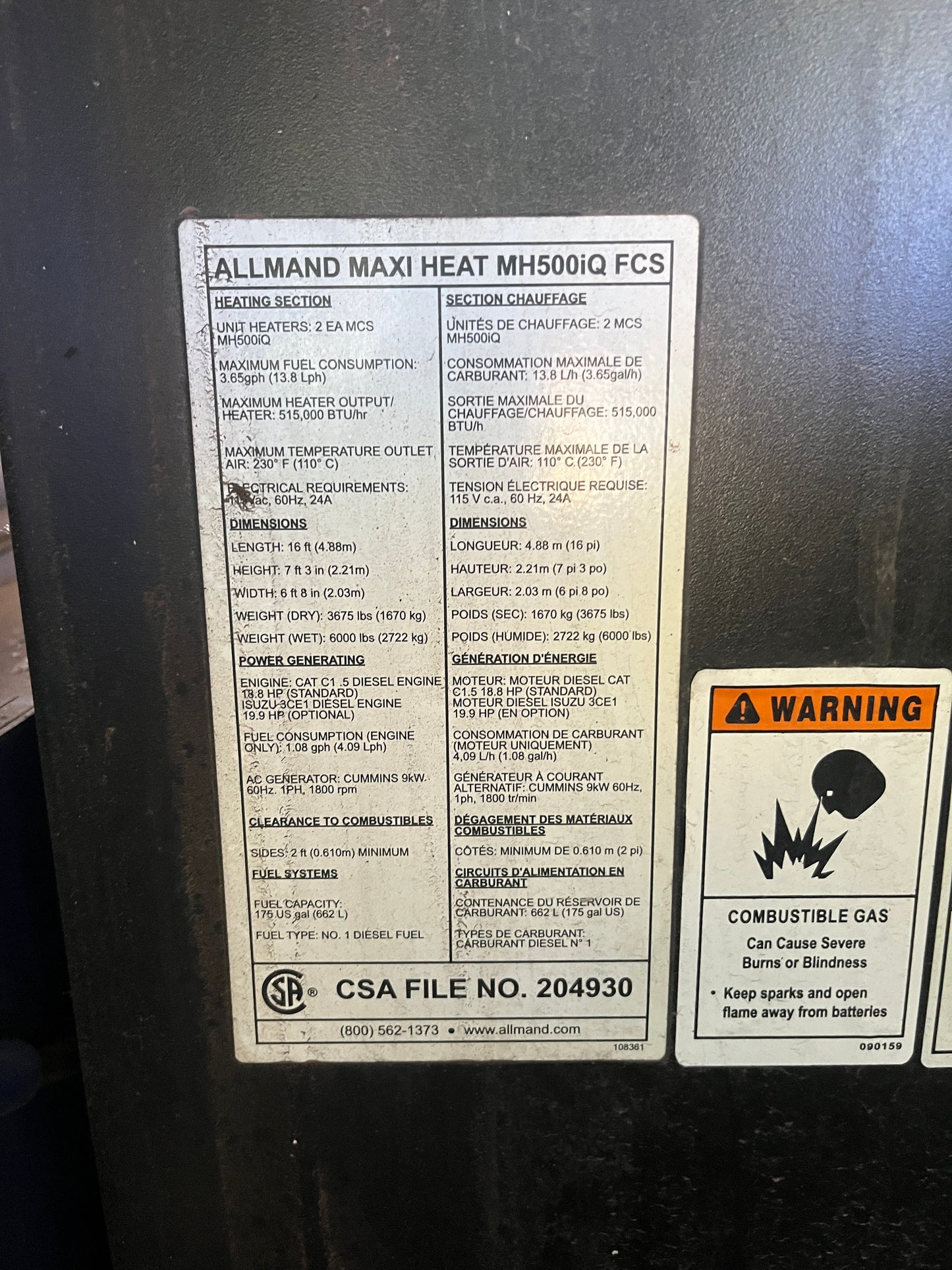 2019 Allmand Maxi Heat 500IQ Construction Heater