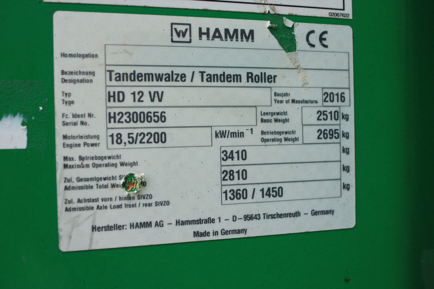 Hamm HD12VV Double Drum Roller