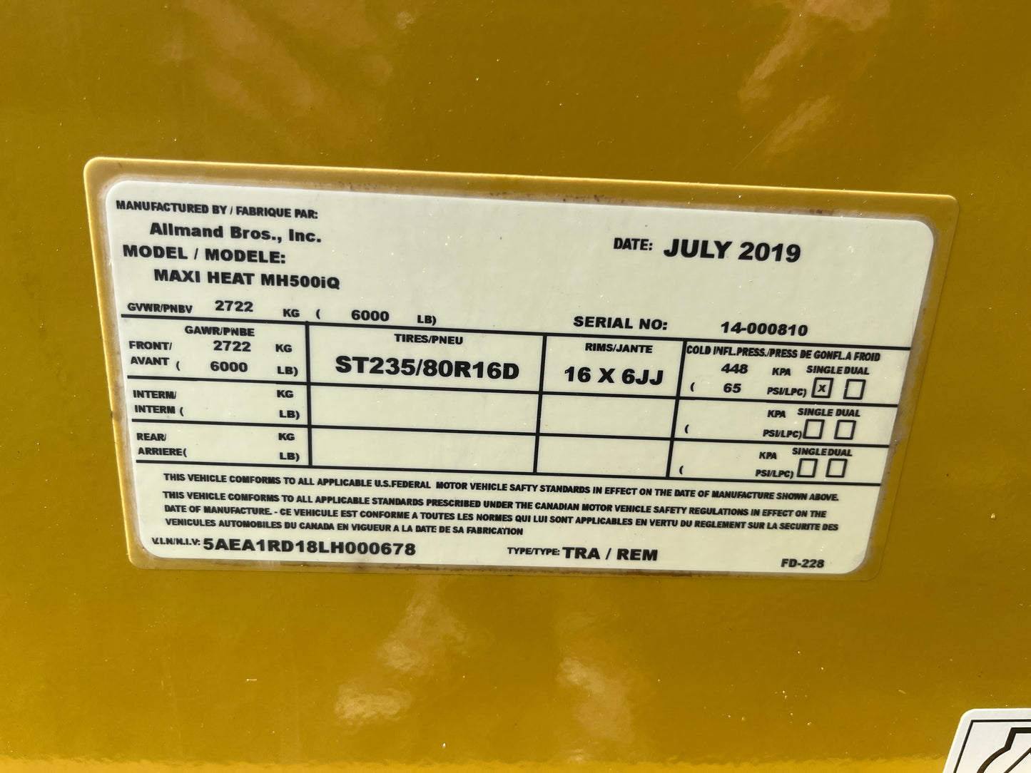 ALLMAND MAXI HEAT MH500iQ TOWABLE HEATER 1 Million BTU
