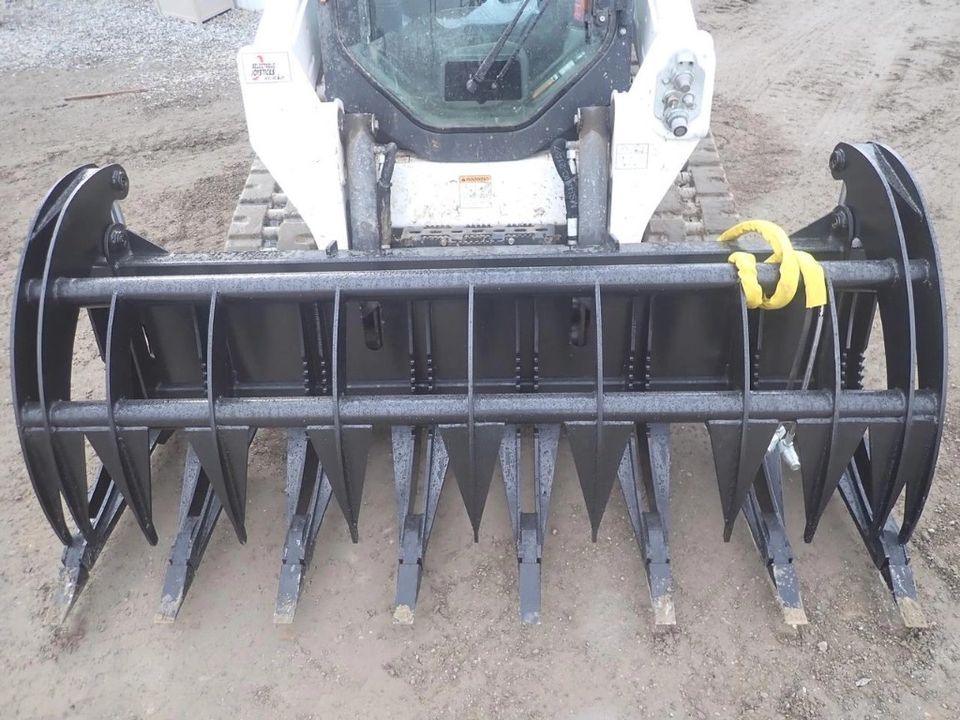 84" Heavy Duty Skid Steer Root Rake Log Grapple