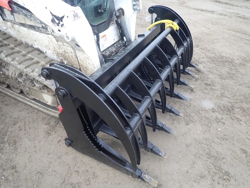 84" Heavy Duty Skid Steer Root Rake Log Grapple